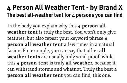 Keyword example 4 person tent