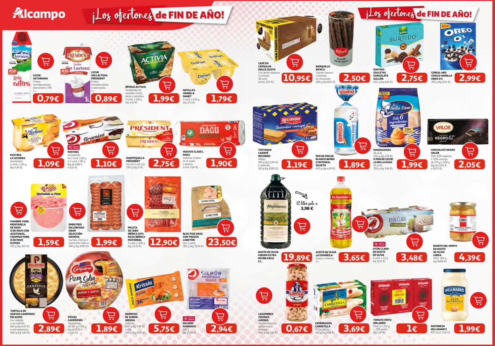 An overview of discounted products such as mayonaise and oreo cookies.