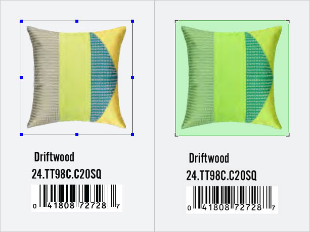 Left: PDF with build-in link as shown in Acrobat. Right: Link converted to hotspot.