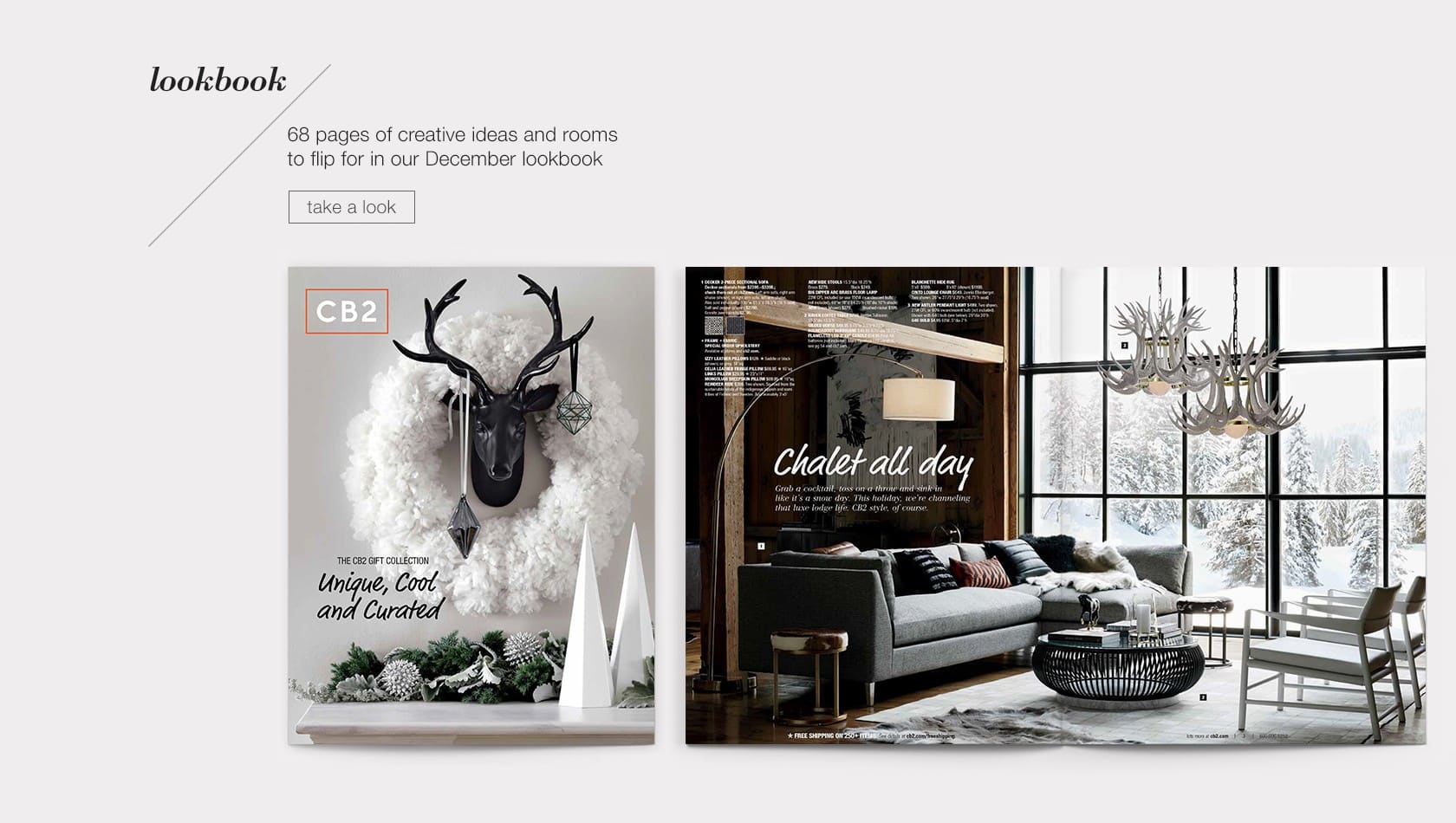 CB2 catalog call to action on their homepage.