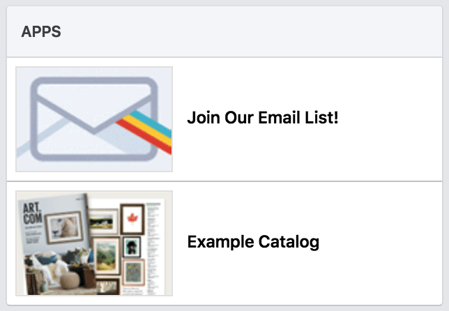 Cómo incrustar fácilmente tu catálogo en tu página de Facebook 10 La imagen de tu pestaña personalizada y el nombre que aparece en tu página de Facebook.