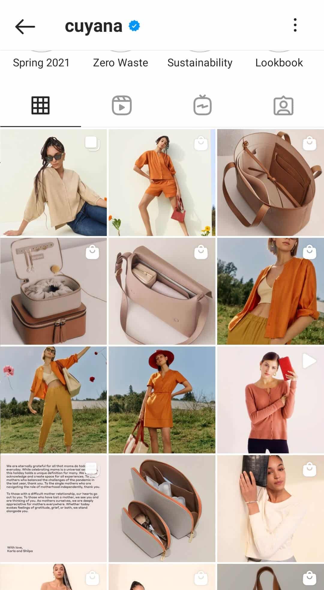 Cuyana’s shoppable Instagram profile.