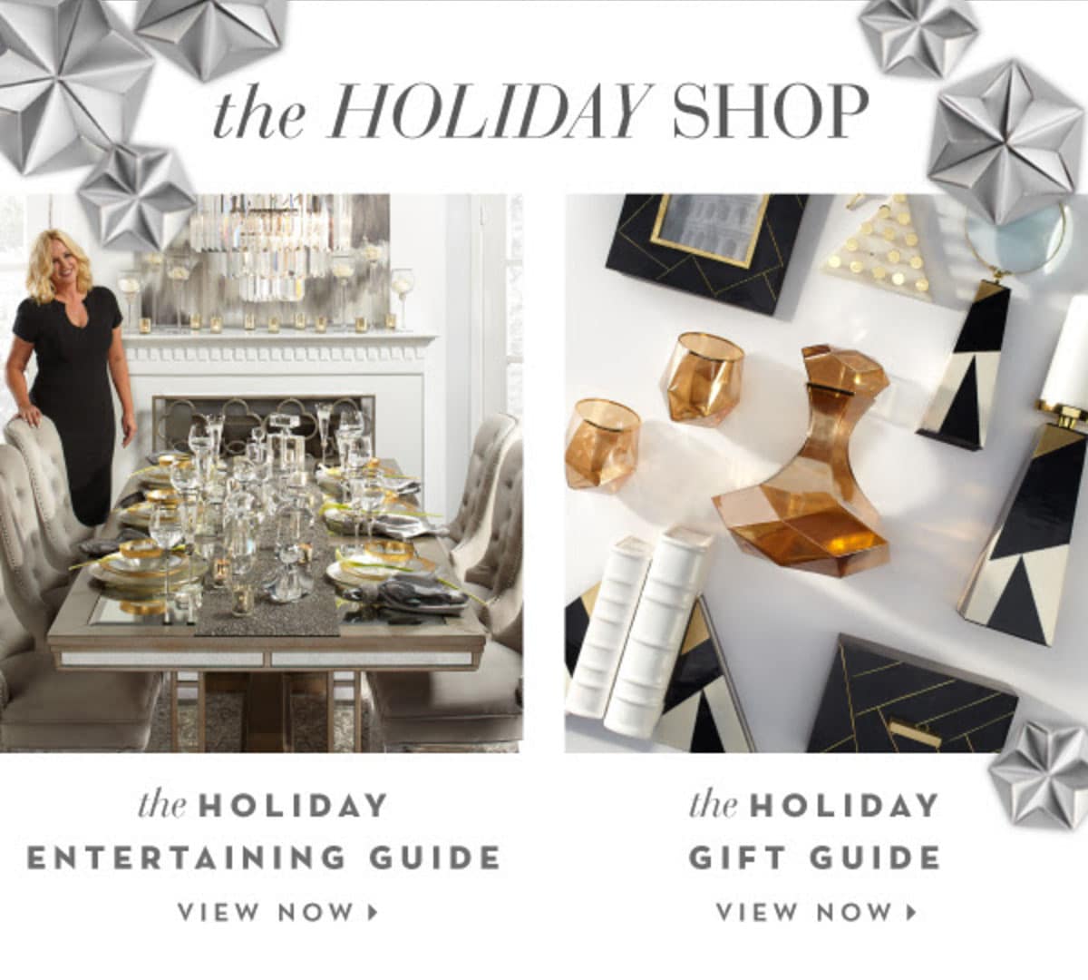 Z Gallerie featuring their holiday gift guide in their newsletter.