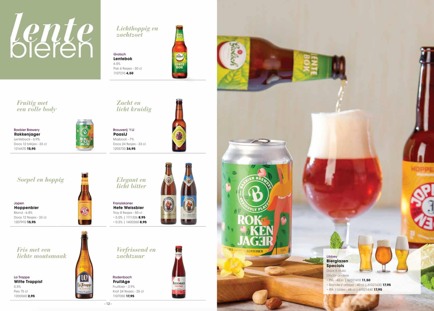 A spread from a flyer showing great beers to drink this spring and easter.