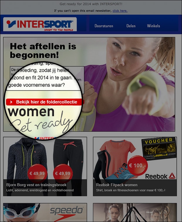 Intersport newsletter with link to digital catalog