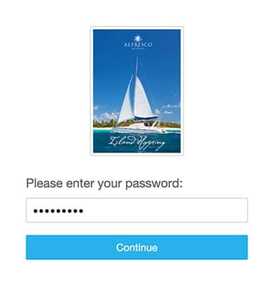 The password prompt for Publitas' password protected online publications.