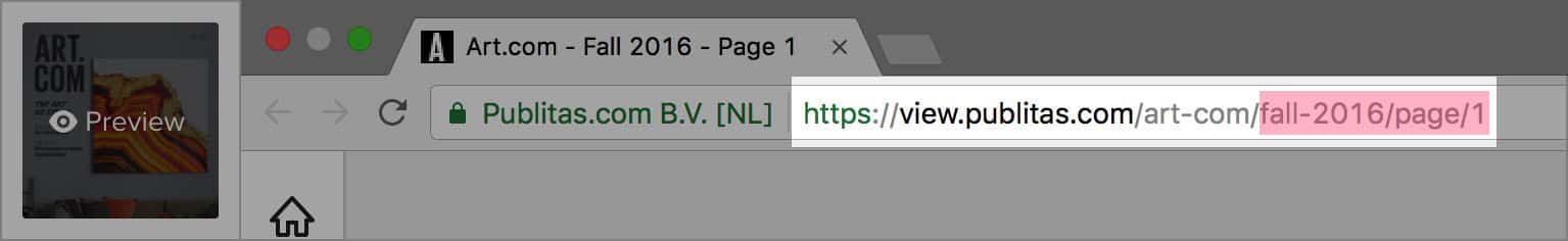 Omita el nombre de la publicación y el número de página de la URL para enlazar con su grupo.