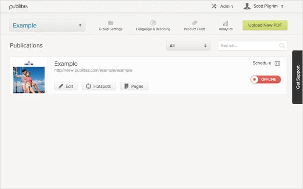 Choosing a language on publication level step 1