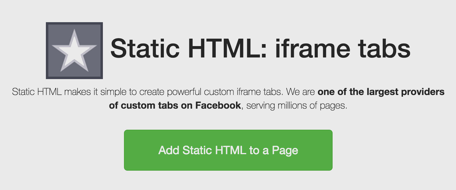 La página de instalación de las pestañas HTML estático: iframe.