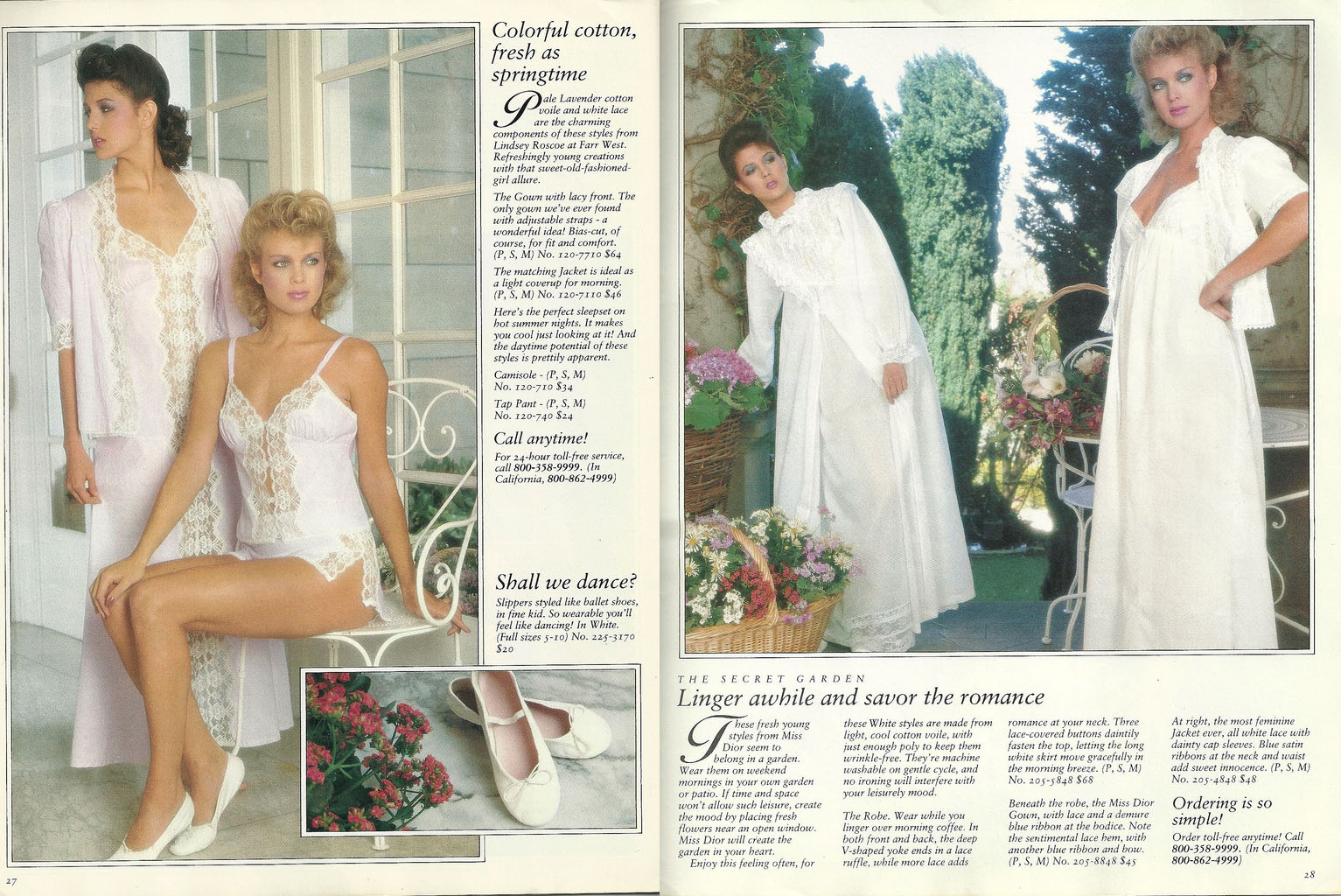 Page 27 & 28 of a 1982 Spring / Summer Victoria’s Secret catalog.