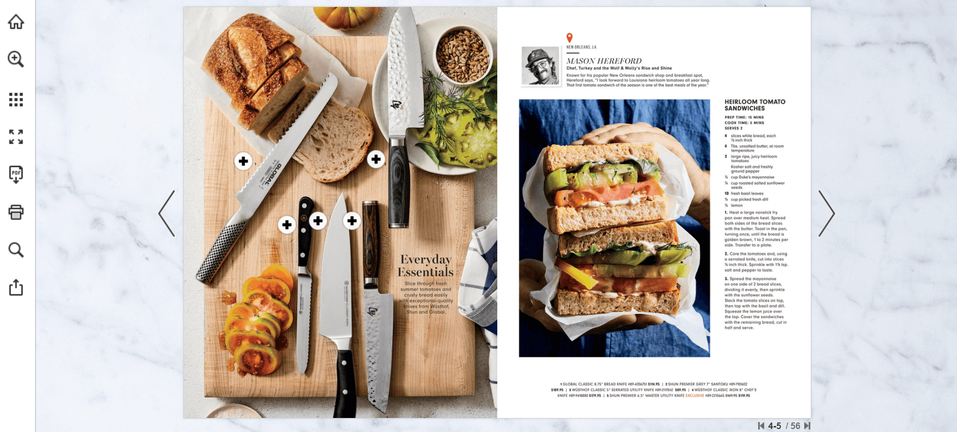 Williams-Sonoma's online catalog provides a contextualized and inspirational shopping experience to its viewers.